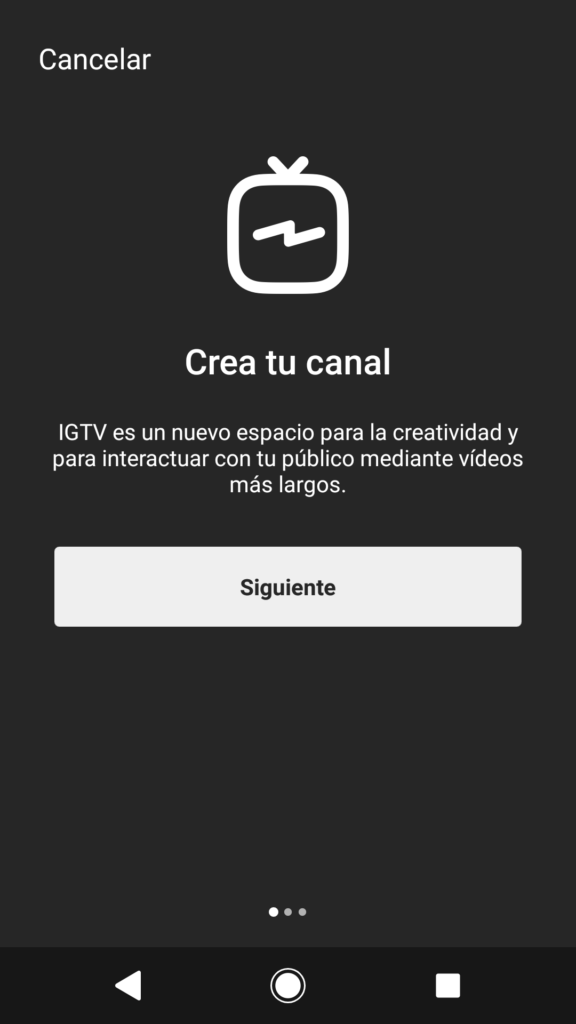 Crear canal IGTV